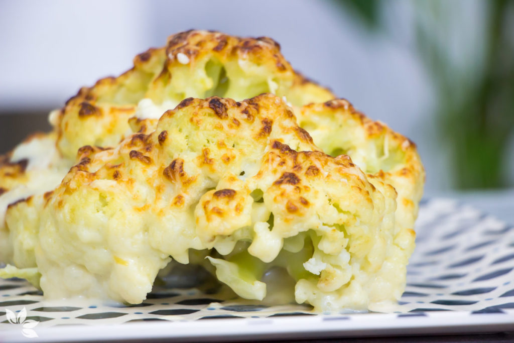 Receita de Couve Flor Recheada de Quatro Queijos