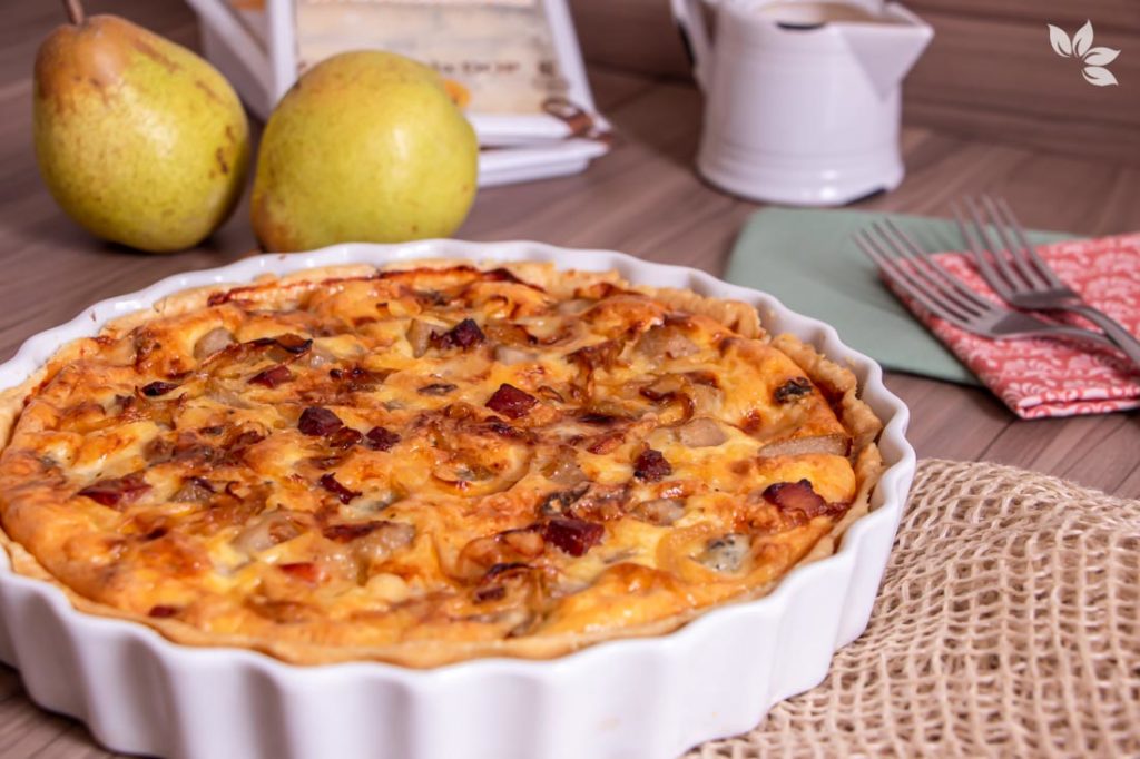 Receita de Quiche de Queijo Gorgonzola com Pera